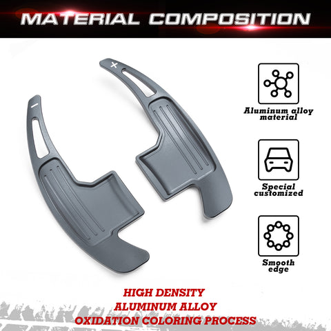 Gray Aluminum Steering Wheel Paddle Shifter Extensions For Ford Mustang 2015-up