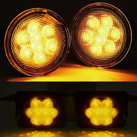 LED Turn Signal + Side Marker Fender Lights Smoked Lens For Jeep Wrangler JK