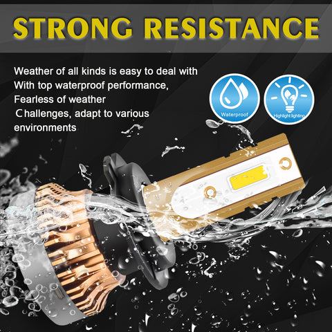 H7 COB Golden Yellow LED Light Bulbs for DRL Fog Lights