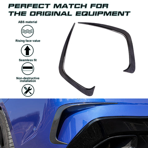 2pcs Exterior Rear Bumper Spoiler Lower Side Air Vent Frame Cover Trim For BMW 3 series G20 2019-2021, Style A-Carbon Fiber Black