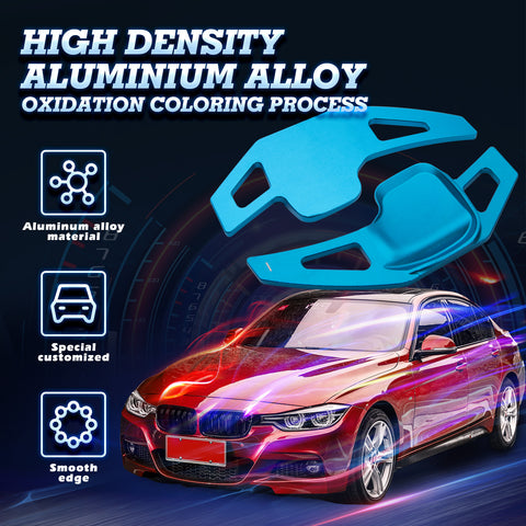 Steering Wheel Paddle Shifter Cover Trim, CNC Aluminum Alloy, Compatible With BMW 2 3 4 X1 X2 X3 X4 X5 X6 Series,F22 F23 F30 F31 F33 F34 F36 F32 F15 F16 F25 F26 F48 F39 (Blue)
