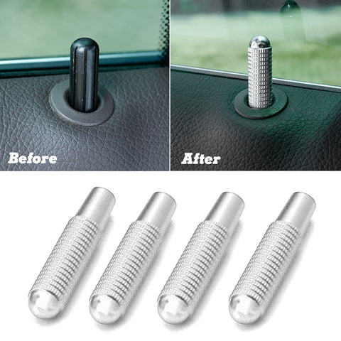 Bolt On Door Lock Knobs Pin Cover Trim Compatible with Mercedes Benz C E GLC GLE Class W205 W213 X205 W166 (Silver Aluminum) - 4PCS