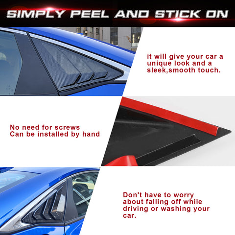 2X Carbon Fiber Style Side Window Quarter Louver Cover Vent For Honda Civic 2022