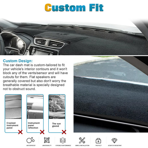 Center Console Dashboard Mat Pre-Cut Non-Slip Sunshield Sun Glare Protector Dash Carpet Pad Black Cover Compatible with Honda CR-V CRV 2017-2022