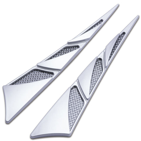 Silver Racing Style Air Flow Intake Sticker Hood Fender Vent Cover For Car Body Door Side Universal Fit Cars 1 Pair