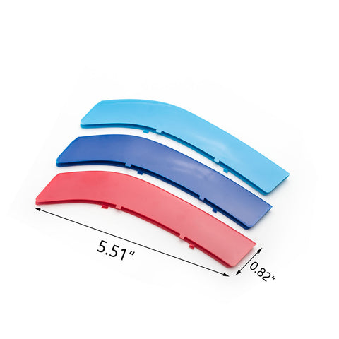 1 Set M-colored Kidney Grille Insert Trim TRI Color Sport Stripe Clip for BMW 3 Series E92 E93 LCI 2010-2013 (13 Beam bars)