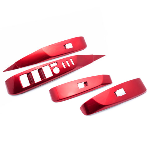4pcs Carbon Fiber Pattern / Red ABS Car Door Window Lock Panel Switch Bezel Cover Driver Passenger Side for Toyota Camry 2018-2024