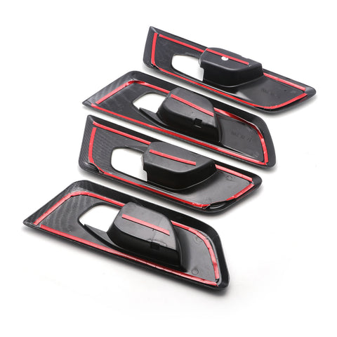 4pcs for Honda CRV CR-V 2017 2018 2019 2020 2021 Interior Door Handle Bowl Cover Trim, ABS Carbon Fiber Car Inner Door Handle Bowl Panel Frame Decor