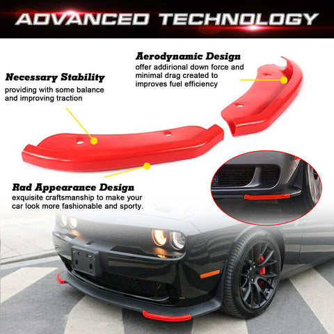 Red Bumper Lip Corner Splitter Trim For Dodge Challenger SRT Hellcat 2015-2023