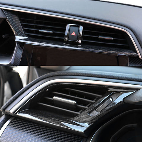 Carbon Fiber Pattern Dashboard Air Vent Decor Cover Trim Decal Sticker for Honda Civic 10th 2016-2020
