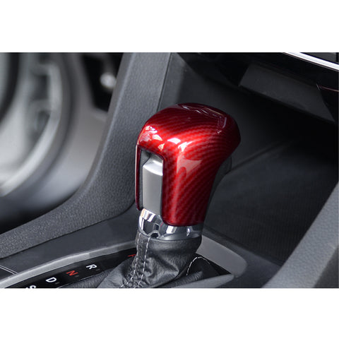 For Honda Civic 2016+ Red Carbon Fiber Pattern Inner Gear Shift Knob Cover Trim