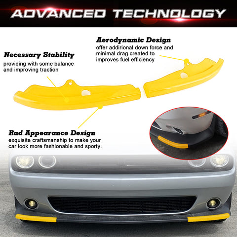 Yellow Bumper Lip Corner Spoiler Trim For Dodge Challenger Scat Pack R/T GT SRT