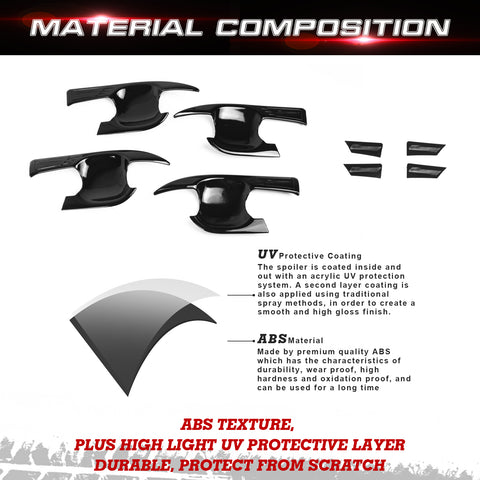 Set Gloss Black Door Handle Bowl Covers Decoration For Toyota Camry 2018-2024