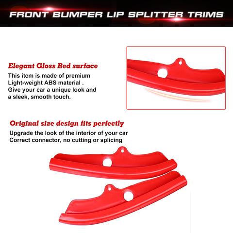 2X Red Bumper Corner Spoiler Cover Trim For Dodge Challenger RT SRT GT 2015-2021