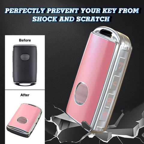 Pink TPU Sand Leather Full Protect Remote Key Fob Cover For Mazda CX-9 2020-23