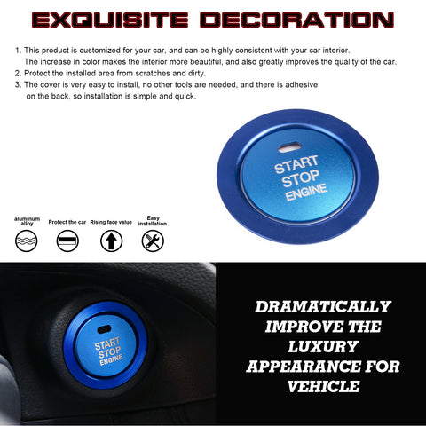 Glossy Blue Aluminum Alloy Engine Start Button Cover Trim For Subaru Forester XV