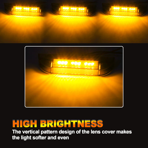 3x Smoked Lens Amber LED Front Center Grille Marker Running Light Package For Toyota Tundra 2014-2021 (With Wiring,Hardware)