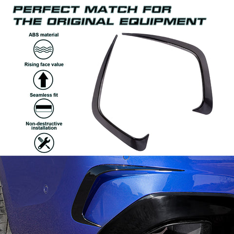 2pcs Exterior Rear Bumper Spoiler Lower Side Air Vent Frame Cover Trim For BMW 3 series G20 2019-2021, Style A-Glossy Black
