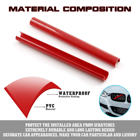 Front Grille Insert Trims Stripes, Front Center Kidney Grilles Trim Compatible with BMW 5 X1 X2 Series F07 F10 F11 F48 F39 (Red)