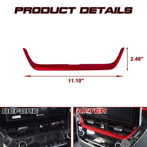 Sporty Style Red Center A/C Air Outlet Cover For Toyota Corolla 2020-2023 Cross