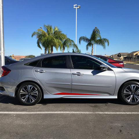 Car Side Skirt Stripe Vinyl Sticker Lower Door Panel Decal Molding Trim for Honda Civic 2016-2021, Black/Red