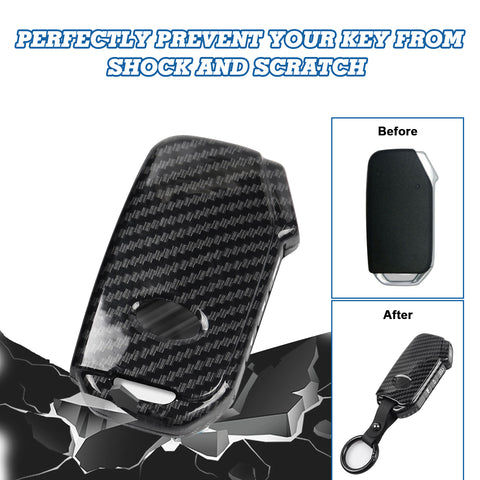 Carbon Fiber Texture Full Covered Remote Key Skin Cover For Kia Optima 2018-22