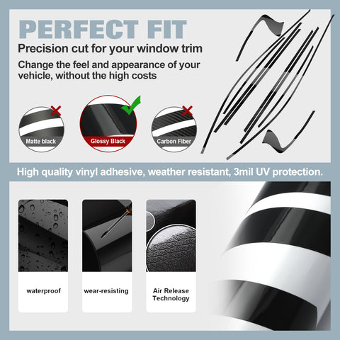 Gloss Black Chrome Delete Blackout Window Cover Decal For Infiniti Q50 2016-2020