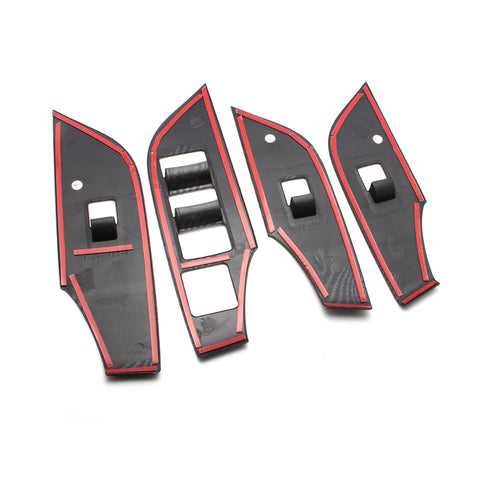 4pcs Door Window Lock Panel Switch Bezel Cover Driver Passenger Side for Toyota RAV4 2019-2024, Carbon Fiber Pattern Window Lift Switch Panel Cover Trim