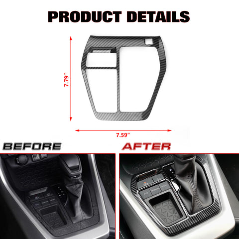 Carbon Fiber ABS Console Gear Shift Media Overlay Trim For Toyota RAV4 2019-2024