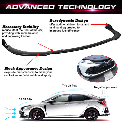 Front Bumper Spoiler Compatible For Toyota Camry 2018-2024 SE XSE Front Bumper Lip Chin Spoiler Splitter Diffuser Protector Guard Gloss Black 3pcs Decoration Trim