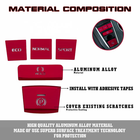5x Race Red Aluminum Alloy Gear Shift Switch Cover Trim For Toyota Camry 2018-22