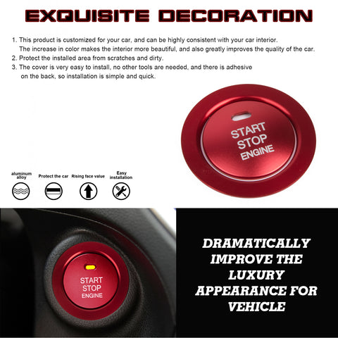 Glossy Red Aluminum Metal Engine Start Button Trim For Subaru Forester Outback