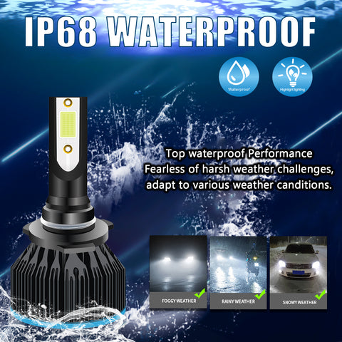 8000K Ice Blue LED Headlight Bulb All-in-One Conversion High Low Beam Kit, 6000LM Super Bright Fog Light Replacement