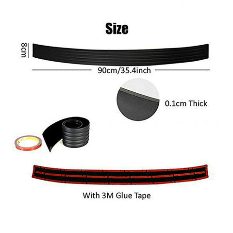 Black Flexible Rubber Trunk Door Entry / Rear Bumper Guard for Most Cars 36 Inches