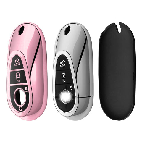 Pink Soft TPU Full Protect Remote Key Fob Cover For Mercedes-Benz S-Class 2020+
