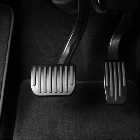 Non-Slip Accelerator&Brake Foot Pedal Cover Replacement - Anti-Slip Gas Brake Paddle Protector - Aluminium Brake Foot Pedal Pad with Rubber Handle Compatible with Tesla Model 3 Y (Black)