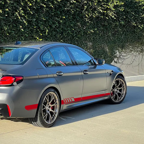 Xotic Tech Sport Racing Style Car Side Skirt Stripe Decor Vinyl Sticker, Red , Compatible with Benz C300 63 AMG( Size: 225 cm )