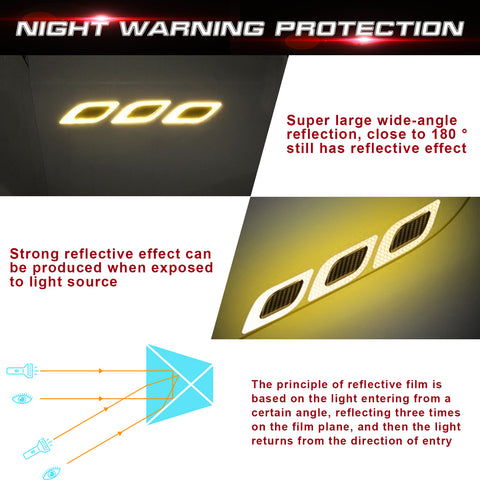 6x Yellow Carbon Fiber Pattern 3D PVC Night Reflect Car Vent Edge Bumper Decal
