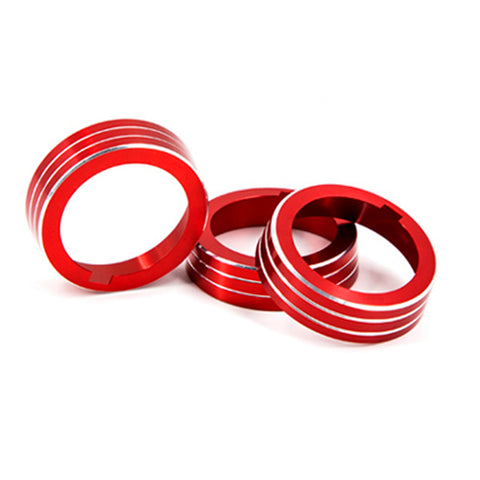 3pcs Aluminum AC Climate Control Ring Air Condition Knob Cover Trim for Volkswagen MK7 Golf GTI, Red