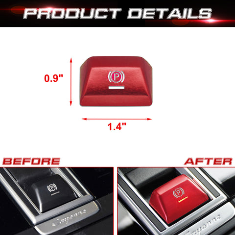 Car Interior Parking Brake P Button Switch Knob,Handbrake Button Frame Decoration Cover Sticker Compatible with Porsche Cayenne Panamera 2018-2021 (Red)