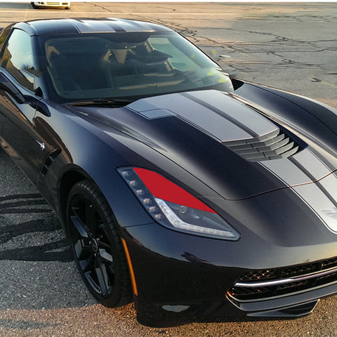 Styling Headlight Eyebrow Eyelid Cover Trim Decal Overlays Sticker for Chevy Corvette 2014-2019, Glossy Black / Glossy Red / Glossy White