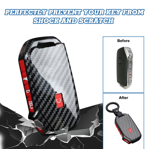 5-Button Carbon Fiber Texture Full Protect Remote Key Fob For Kia Sorento 2018+