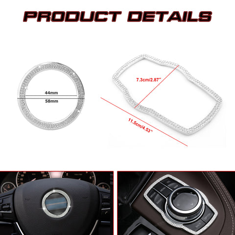 Bling Steering wheel Logo IDrive Button Frame Cover For BMW 1 3 4 5 7 Series
