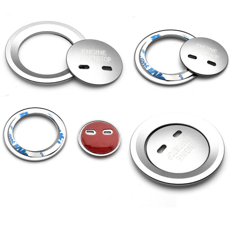 Blue/ Gold/ Red/ Silver Keyless Engine Start Stop Button Cap with Surrounding Trim Ring for Chevy VW Cadillac GMC