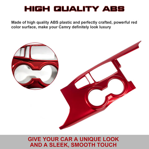 ABS Red / Blue / Carbon Fiber / Wood Center Console Cup Holder Panel Trim For Toyota Camry SE LE 2018-up