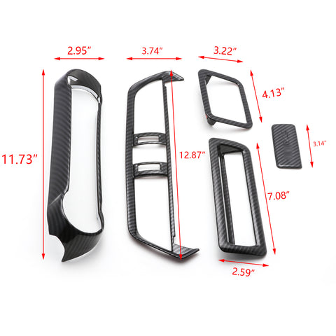 5pcs for Toyota RAV4 2019 2020 2021 Interior Cover Trim ABS Carbon Fiber, AC Panel Frame Cover + Dashboard Air Vent Cover Molding + Glove Box Handle Cover Decor + Multifunction Button Frame Trim