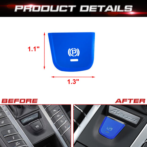 Car Interior Parking Brake P Button Switch Knob,Handbrake Button Frame Decoration Cover Sticker Compatible with Porsche Macan 2014-2021 (Blue)