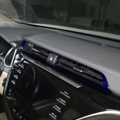 ABS Carbon Fiber / Red ABS Middle Air Vent Outlet Trim for Toyota Camry 2018 2019 2020