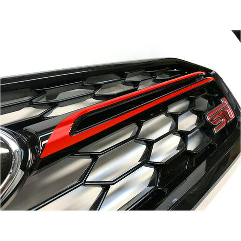 Glossy Red / Fluorescent Yellow Front Grille Pinstripe Vinyl Sticker Trim for Subaru WRX STI 2018 2019 2020, Racing Sport Front Hood Panel Pre-cut Stripe Decal Molding