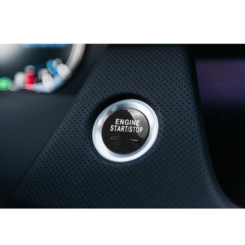 Keyless Engine Start Push Button Switch Cover Trim, Black Genuine Carbon Fiber, Compatible with Chevrolet or Cadillac or GMC 1.14"